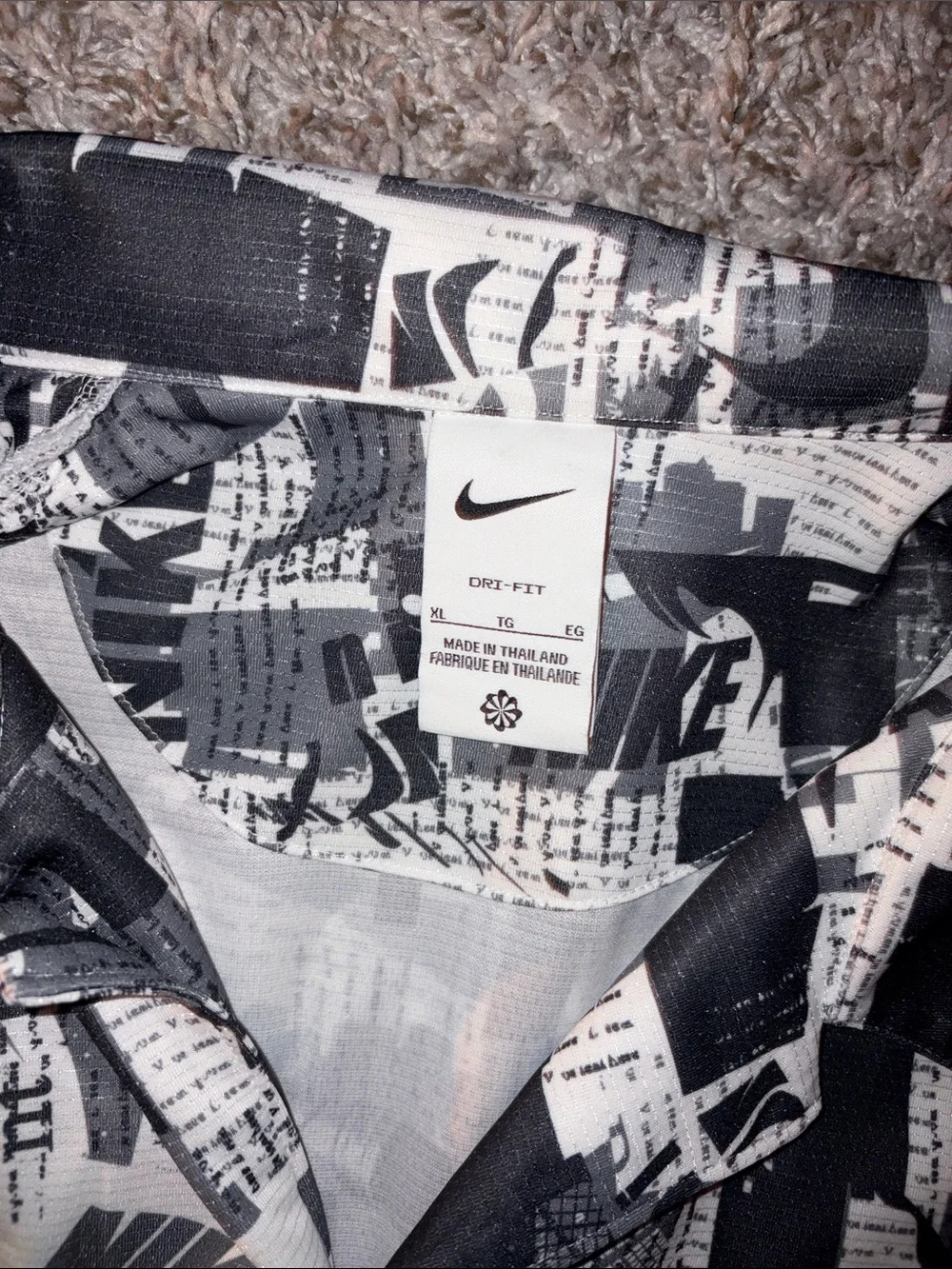 Nike Black and White Graphic Button-Down Shirt